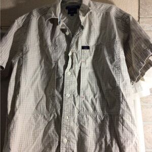Tommy Hilfiger Men's Short-Sleeve Button-Down in Light Gray Check